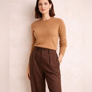 Rachel Zoe Camel 2 Ply 100% Cashmere Sweater Large
